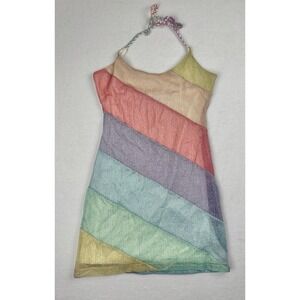 Kurt Geiger London Metallic Multicolor Halter Dress Colorblock Mini Small